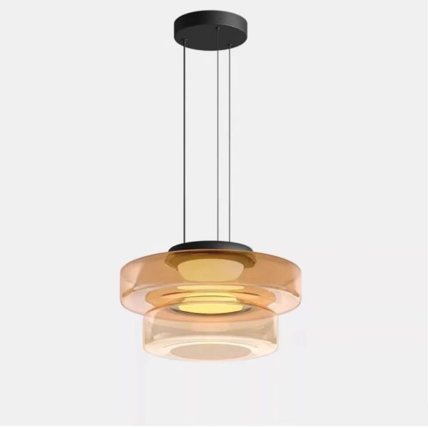 Contemporary Nordic Round Transparent Iron Glass LED Pendant Light For Bedroom - Image 16