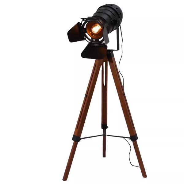 Contemporary Creative Camera Iron Wood 1 - Light Standing Floor Lamp For Living Room - Image 8