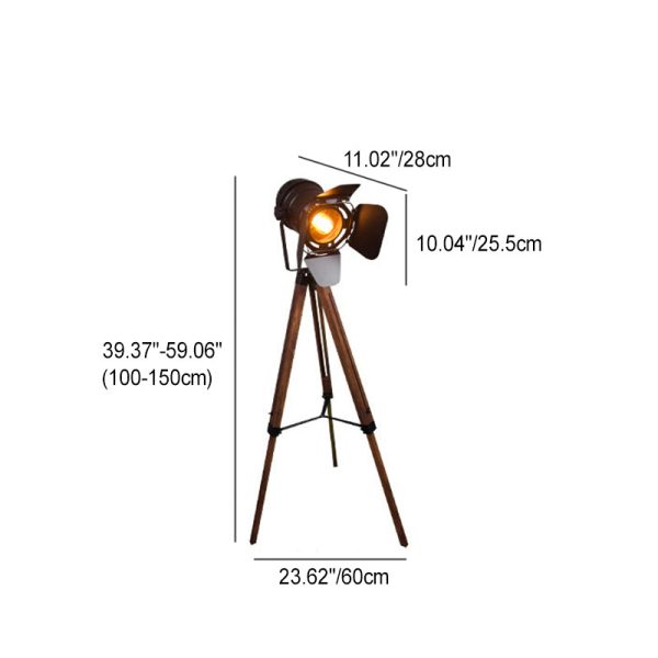 Contemporary Creative Camera Iron Wood 1 - Light Standing Floor Lamp For Living Room - Image 4