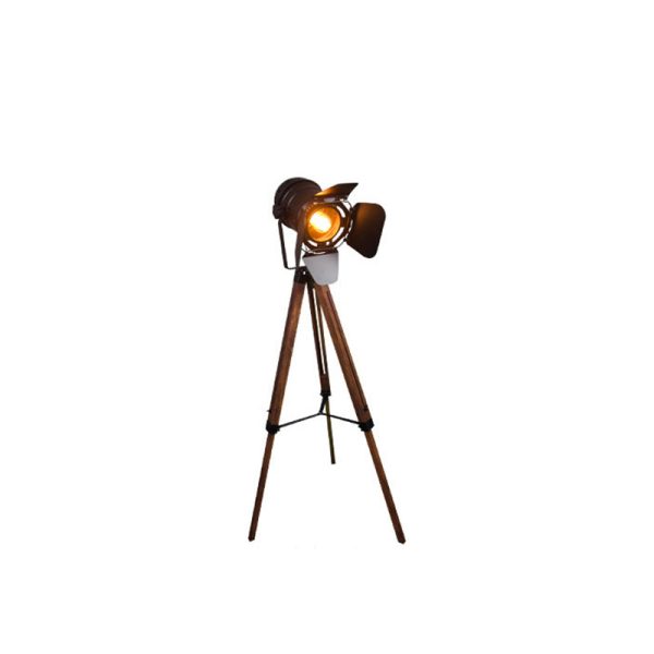 Contemporary Creative Camera Iron Wood 1 - Light Standing Floor Lamp For Living Room - Image 9