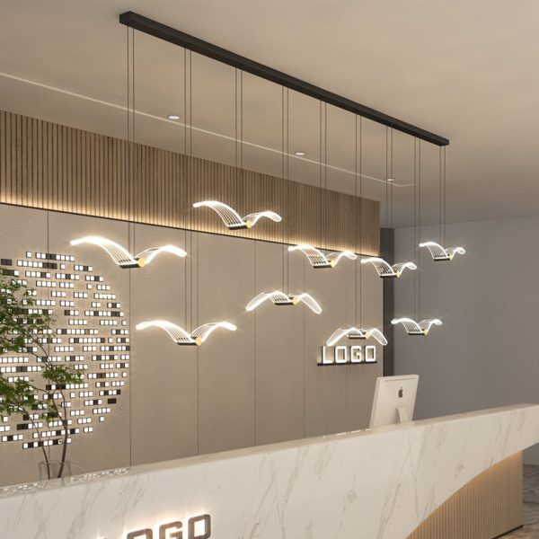 Contemporary Creative Seagull Iron Acrylic LED Pendant Light For Dining Room - Image 2