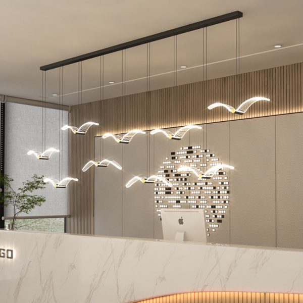 Contemporary Creative Seagull Iron Acrylic LED Pendant Light For Dining Room - Image 3