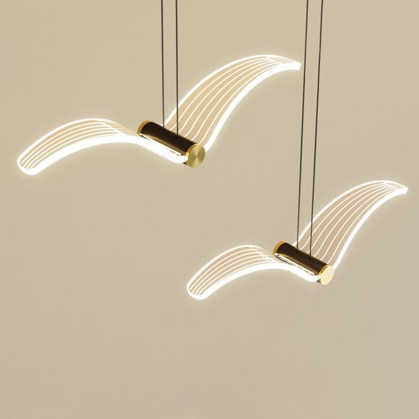 Contemporary Creative Seagull Iron Acrylic LED Pendant Light For Dining Room - Image 10