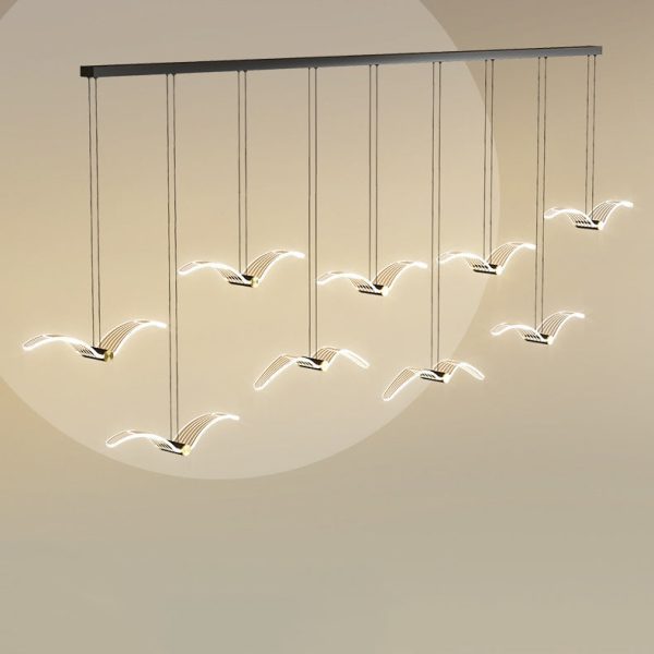 Contemporary Creative Seagull Iron Acrylic LED Pendant Light For Dining Room - Image 19