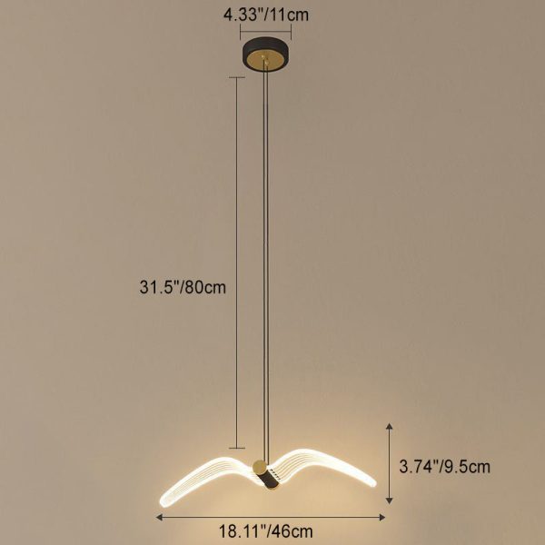 Contemporary Creative Seagull Iron Acrylic LED Pendant Light For Dining Room - Image 4