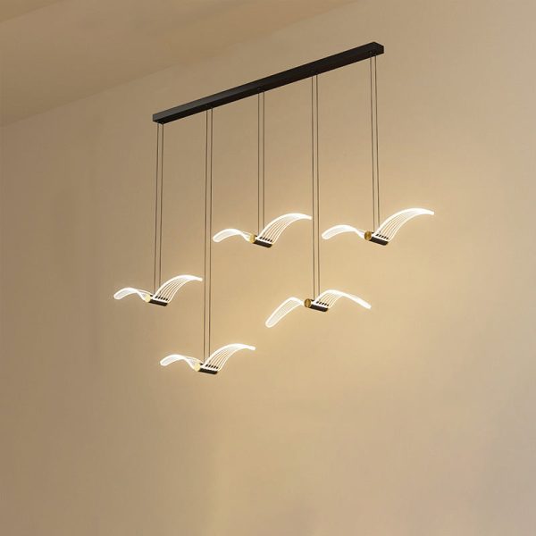 Contemporary Creative Seagull Iron Acrylic LED Pendant Light For Dining Room - Image 16