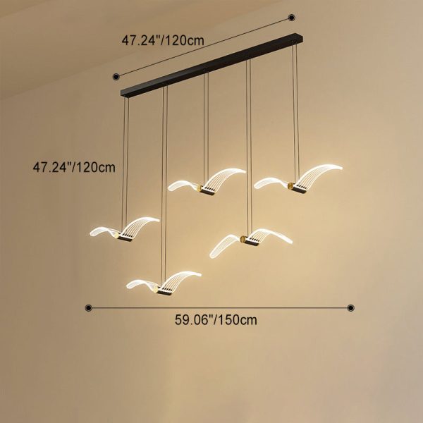 Contemporary Creative Seagull Iron Acrylic LED Pendant Light For Dining Room - Image 5