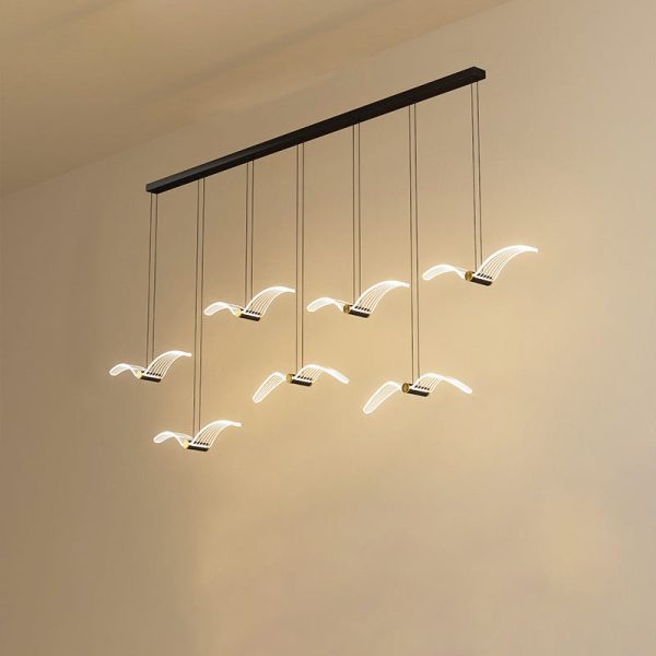Contemporary Creative Seagull Iron Acrylic LED Pendant Light For Dining Room - Image 17