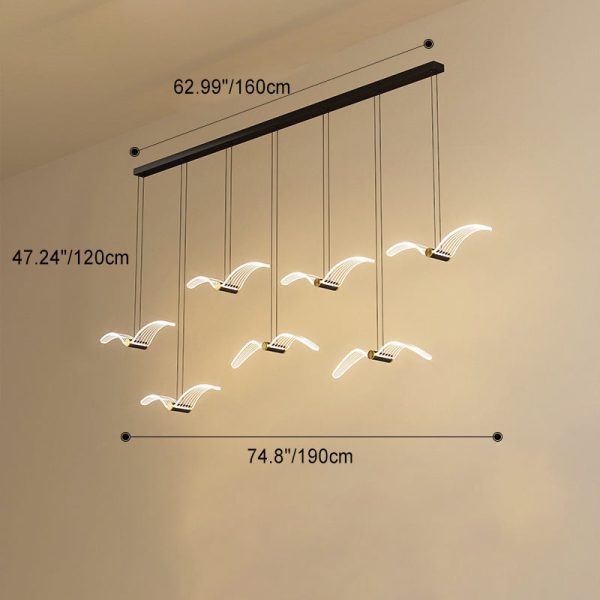 Contemporary Creative Seagull Iron Acrylic LED Pendant Light For Dining Room - Image 6