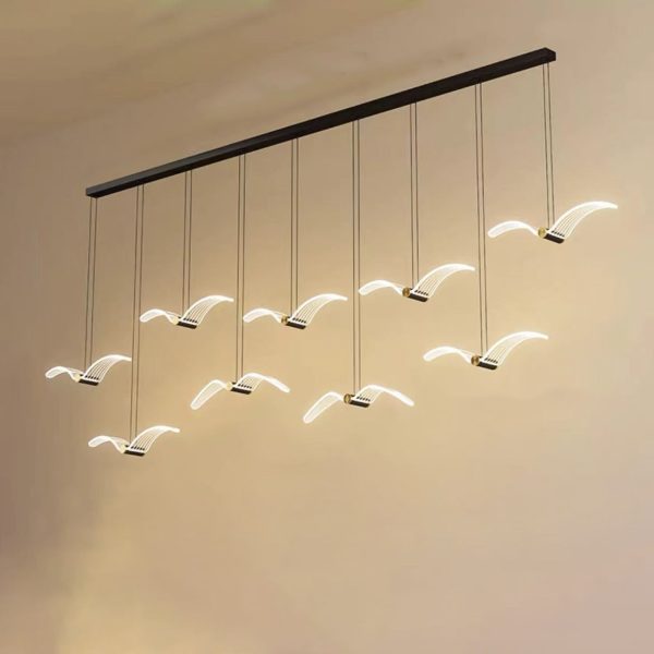 Contemporary Creative Seagull Iron Acrylic LED Pendant Light For Dining Room - Image 18