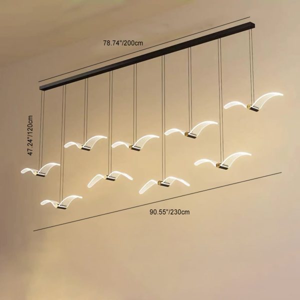 Contemporary Creative Seagull Iron Acrylic LED Pendant Light For Dining Room - Image 7