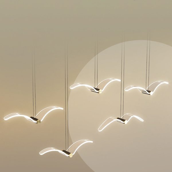 Contemporary Creative Seagull Iron Acrylic LED Pendant Light For Dining Room - Image 11