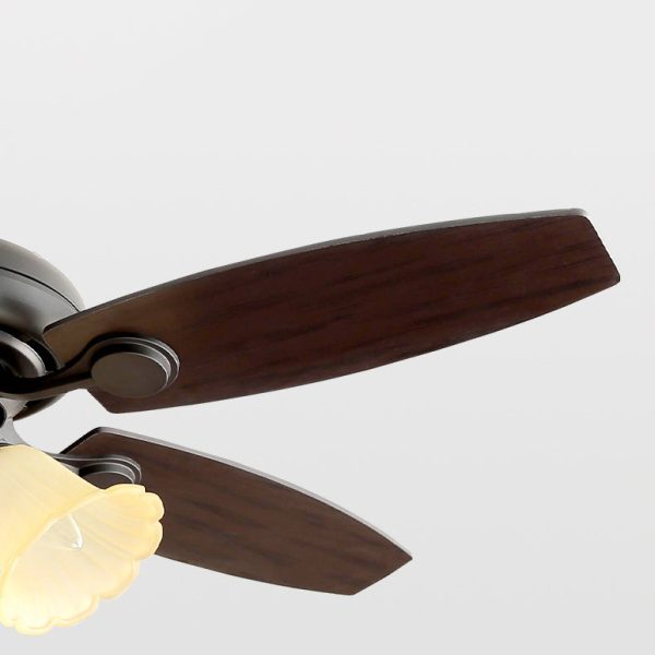 Traditional French Iron Fan Flower Glass Shade 3/5 - Light Downrods Ceiling Fan Light For Living Room - Image 9