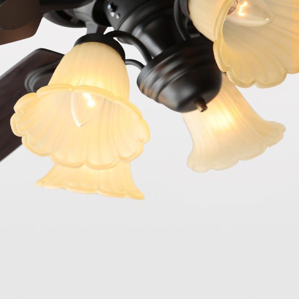 Traditional French Iron Fan Flower Glass Shade 3/5 - Light Downrods Ceiling Fan Light For Living Room - Image 11