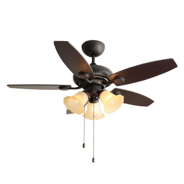 Traditional French Iron Fan Flower Glass Shade 3/5 - Light Downrods Ceiling Fan Light For Living Room - Image 20