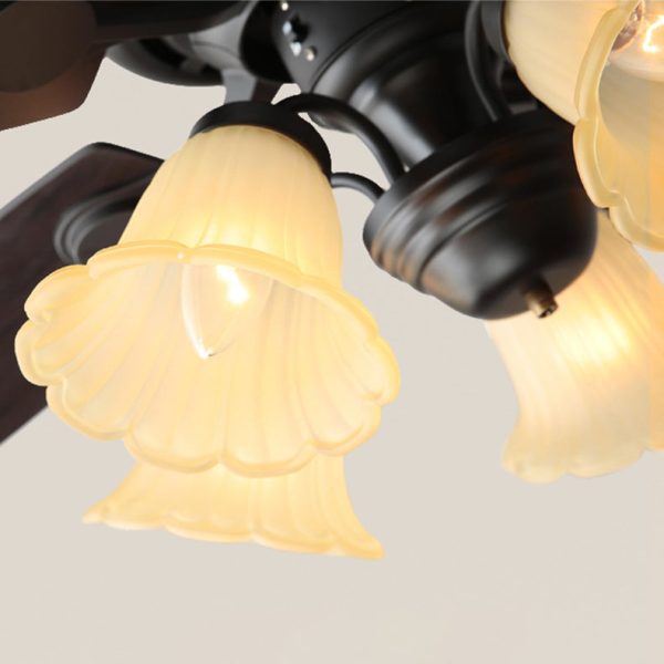 Traditional French Iron Fan Flower Glass Shade 3/5 - Light Downrods Ceiling Fan Light For Living Room - Image 8