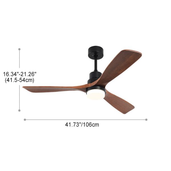 Contemporary Nordic Three Fan Blades Carbon Steel Solid Wood LED Downrods Ceiling Fan Light For Living Room - Image 4