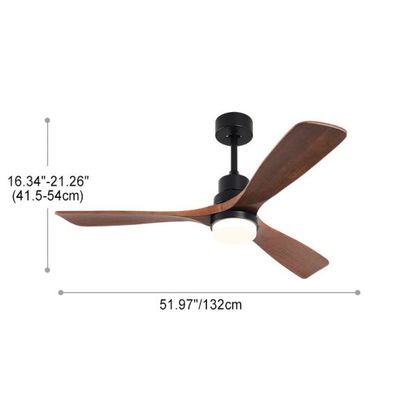 Contemporary Nordic Three Fan Blades Carbon Steel Solid Wood LED Downrods Ceiling Fan Light For Living Room - Image 5