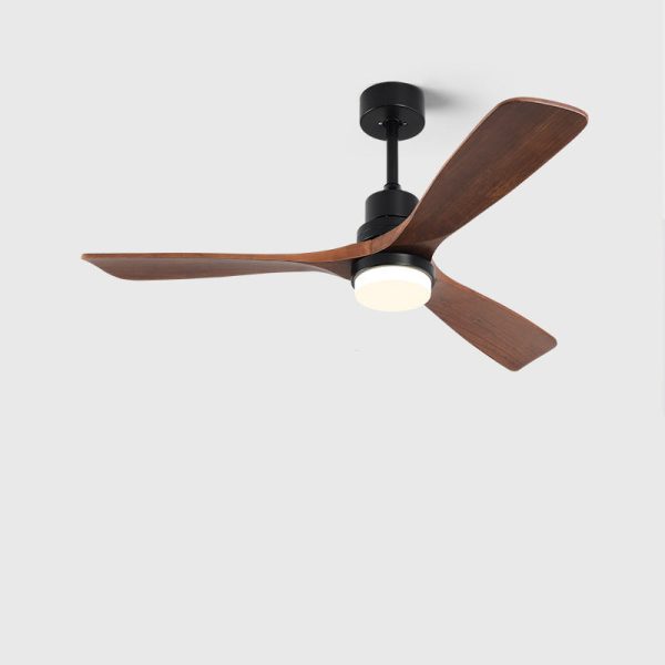 Contemporary Nordic Three Fan Blades Carbon Steel Solid Wood LED Downrods Ceiling Fan Light For Living Room - Image 15