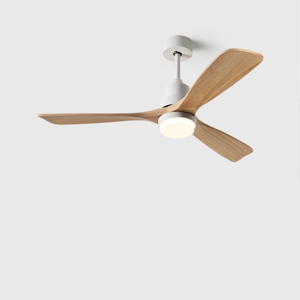 Contemporary Nordic Three Fan Blades Carbon Steel Solid Wood LED Downrods Ceiling Fan Light For Living Room - Image 16