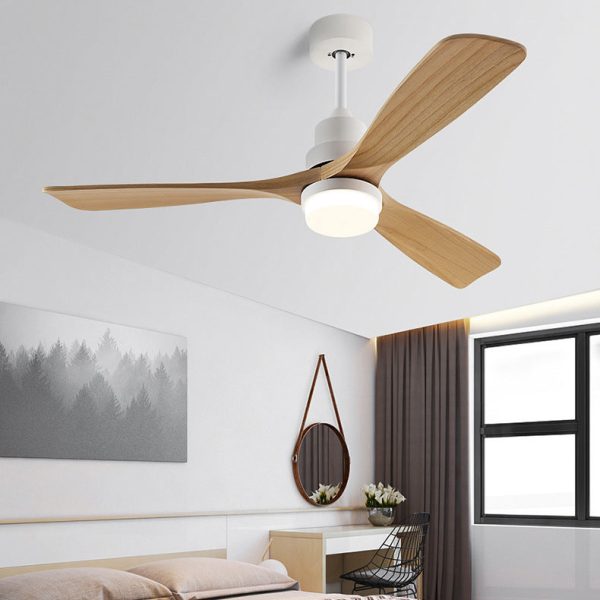 Contemporary Nordic Three Fan Blades Carbon Steel Solid Wood LED Downrods Ceiling Fan Light For Living Room - Image 11