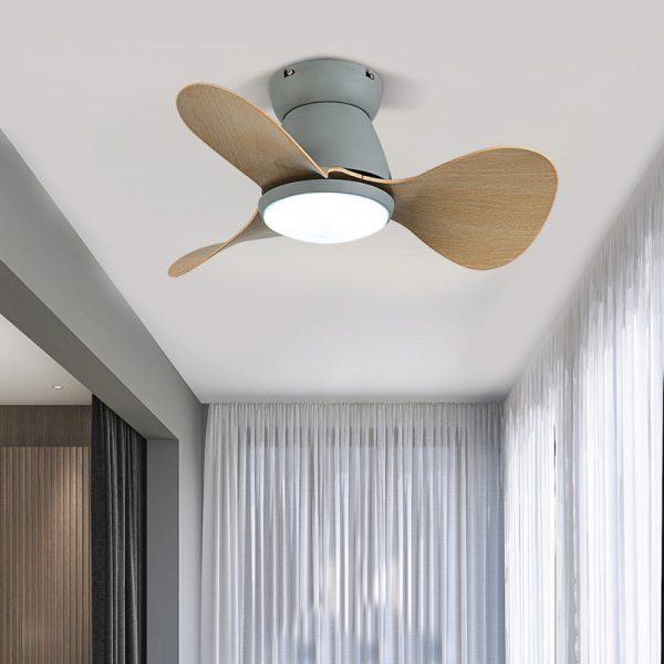 Contemporary Nordic Three Fan Blades Hardware Plastic Acrylic LED Downrods Ceiling Fan Light For Living Room - Image 3