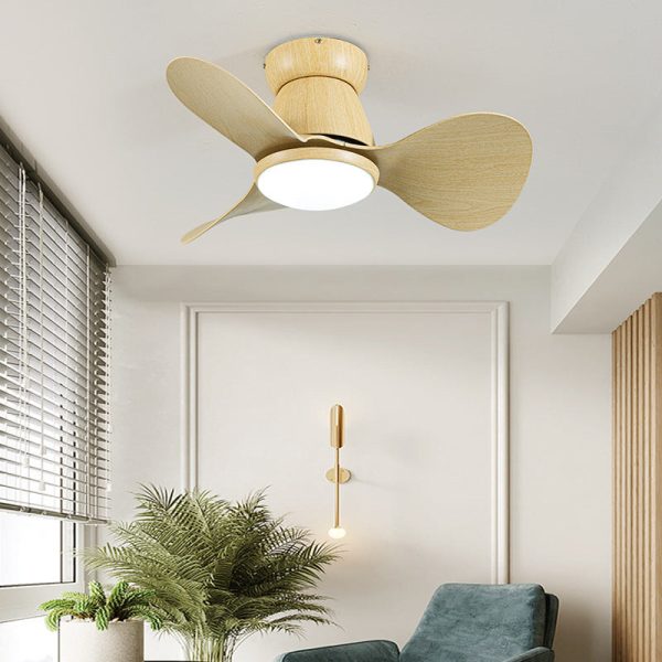 Contemporary Nordic Three Fan Blades Hardware Plastic Acrylic LED Downrods Ceiling Fan Light For Living Room - Image 2