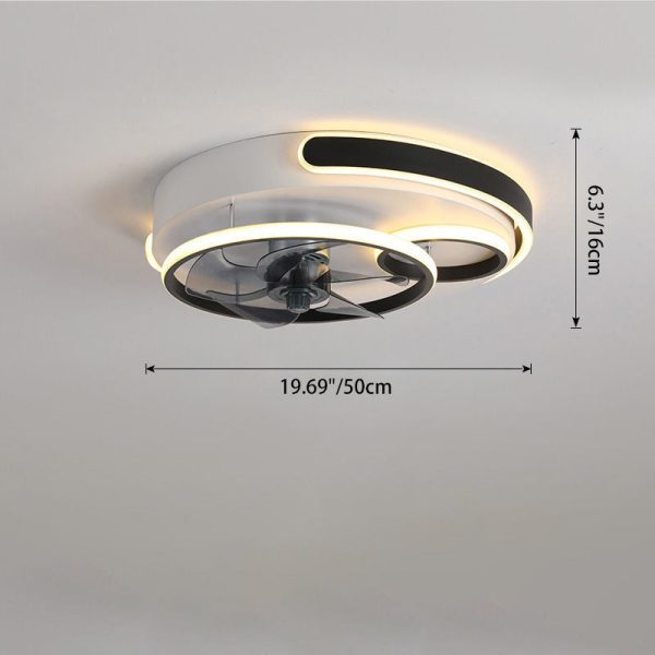 Contemporary Nordic Round Five Fan Blades Iron Aluminum ABS LED Flush Mount Ceiling Fan Light For Bedroom - Image 4