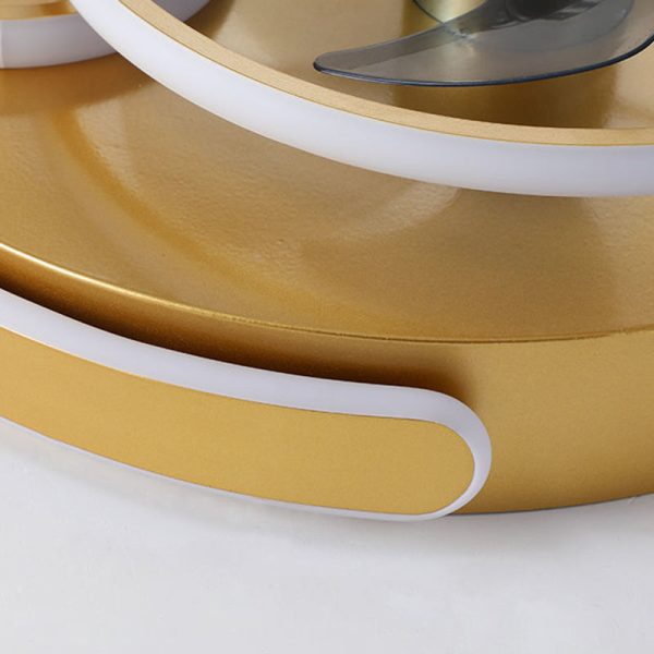 Contemporary Nordic Round Five Fan Blades Iron Aluminum ABS LED Flush Mount Ceiling Fan Light For Bedroom - Image 5