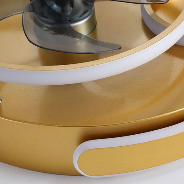 Contemporary Nordic Round Five Fan Blades Iron Aluminum ABS LED Flush Mount Ceiling Fan Light For Bedroom - Image 6