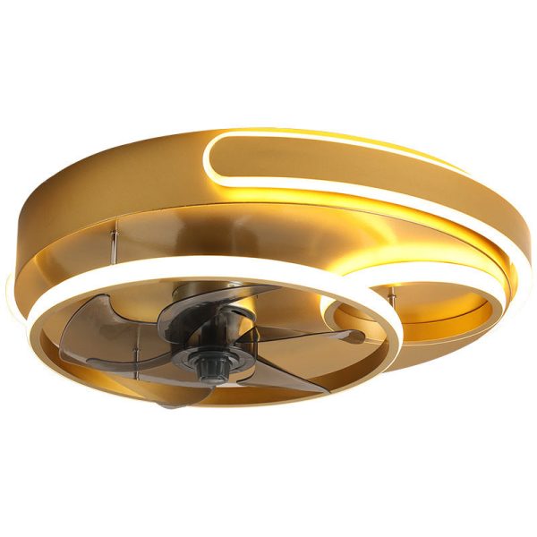 Contemporary Nordic Round Five Fan Blades Iron Aluminum ABS LED Flush Mount Ceiling Fan Light For Bedroom - Image 16