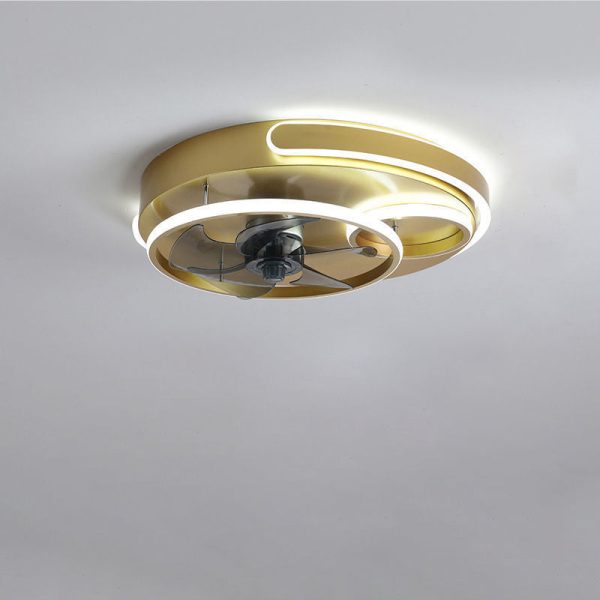 Contemporary Nordic Round Five Fan Blades Iron Aluminum ABS LED Flush Mount Ceiling Fan Light For Bedroom - Image 11