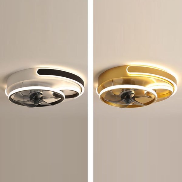 Contemporary Nordic Round Five Fan Blades Iron Aluminum ABS LED Flush Mount Ceiling Fan Light For Bedroom - Image 12
