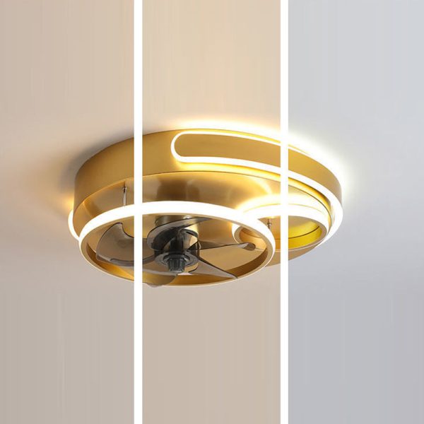 Contemporary Nordic Round Five Fan Blades Iron Aluminum ABS LED Flush Mount Ceiling Fan Light For Bedroom - Image 13