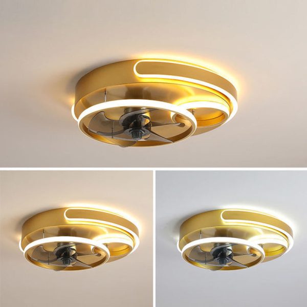 Contemporary Nordic Round Five Fan Blades Iron Aluminum ABS LED Flush Mount Ceiling Fan Light For Bedroom - Image 15