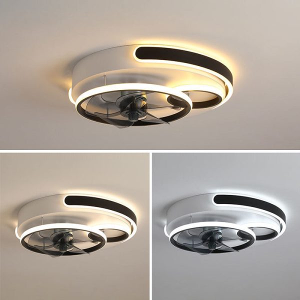 Contemporary Nordic Round Five Fan Blades Iron Aluminum ABS LED Flush Mount Ceiling Fan Light For Bedroom - Image 14