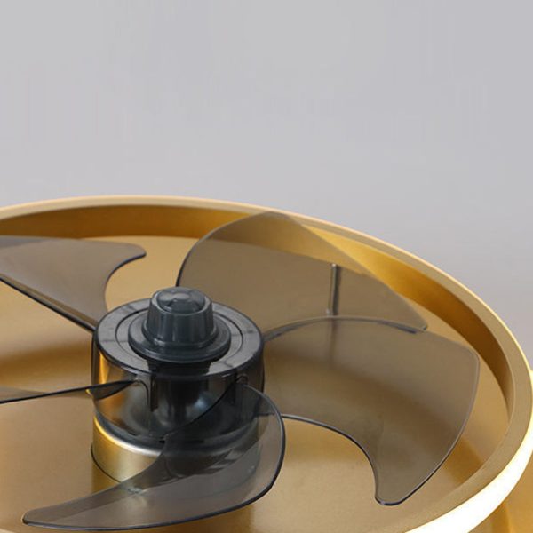 Contemporary Nordic Round Five Fan Blades Iron Aluminum ABS LED Flush Mount Ceiling Fan Light For Bedroom - Image 7