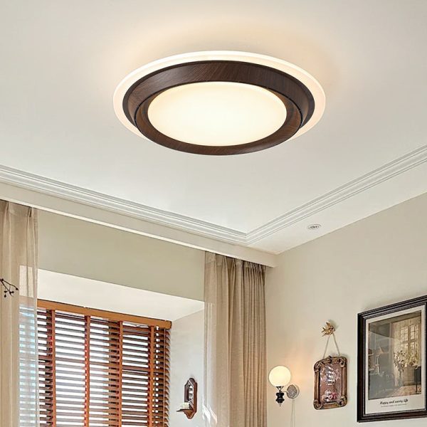 Modern Art Deco Round PC ABS Acrylic LED Semi-Flush Mount Ceiling Fan Light For Bedroom - Image 3