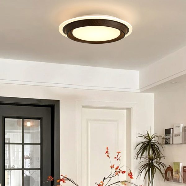 Modern Art Deco Round PC ABS Acrylic LED Semi-Flush Mount Ceiling Fan Light For Bedroom - Image 2