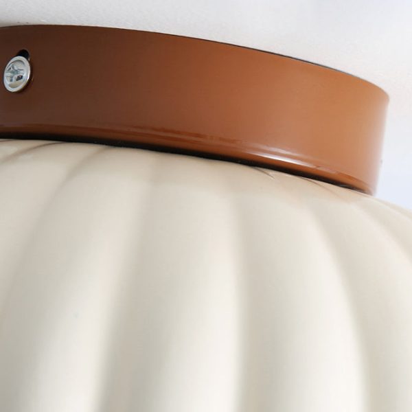 Contemporary Nordic Dome Bud Shape Cream Iron Glass 1 - Light Semi-Flush Mount Ceiling Light For Hallways - Image 5