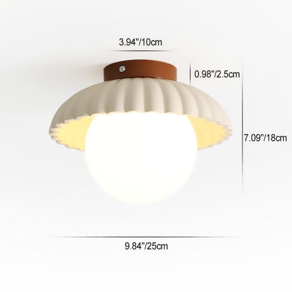 Contemporary Nordic Dome Bud Shape Cream Iron Glass 1 - Light Semi-Flush Mount Ceiling Light For Hallways - Image 4