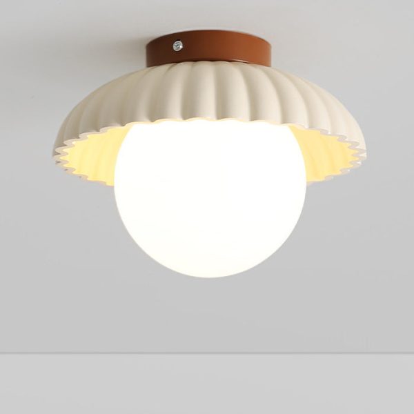 Contemporary Nordic Dome Bud Shape Cream Iron Glass 1 - Light Semi-Flush Mount Ceiling Light For Hallways - Image 10
