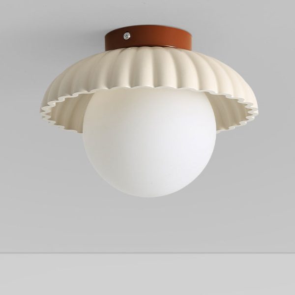 Contemporary Nordic Dome Bud Shape Cream Iron Glass 1 - Light Semi-Flush Mount Ceiling Light For Hallways - Image 13