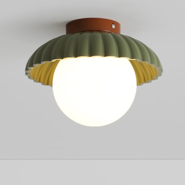 Contemporary Nordic Dome Bud Shape Cream Iron Glass 1 - Light Semi-Flush Mount Ceiling Light For Hallways - Image 12
