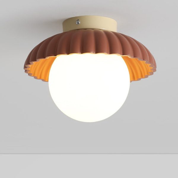 Contemporary Nordic Dome Bud Shape Cream Iron Glass 1 - Light Semi-Flush Mount Ceiling Light For Hallways - Image 11
