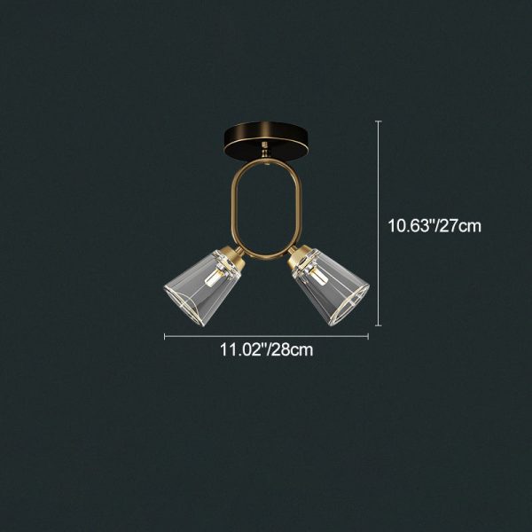 Contemporary Scandinavian Dome Copper Glass Lampshade Iron 2 - Light Semi-Flush Mount Ceiling Light For Living Room - Image 4