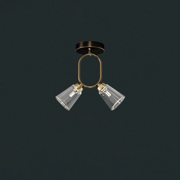 Contemporary Scandinavian Dome Copper Glass Lampshade Iron 2 - Light Semi-Flush Mount Ceiling Light For Living Room - Image 3