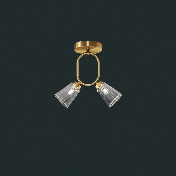 Contemporary Scandinavian Dome Copper Glass Lampshade Iron 2 - Light Semi-Flush Mount Ceiling Light For Living Room - Image 7