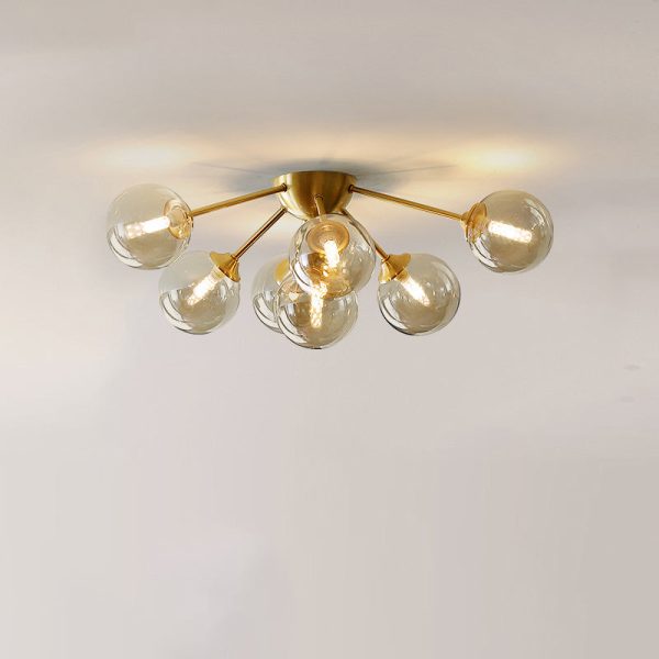 Contemporary Nordic Dome Bubble Orb Copper Glass Lampshade 7/10 - Light Semi-Flush Mount Ceiling Light For Living Room - Image 15