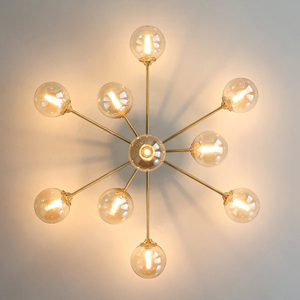 Contemporary Nordic Dome Bubble Orb Copper Glass Lampshade 7/10 - Light Semi-Flush Mount Ceiling Light For Living Room - Image 9
